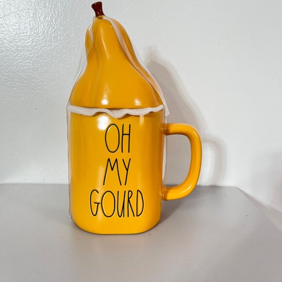 Rae‎ Dunn Coffee Mugs with Decorative ceramic Lids (Oh My Gourd) - Picture 1 of 3